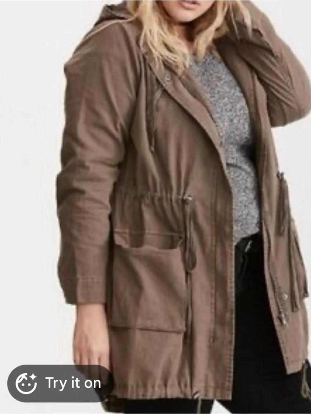 Torrid Women's Hooded Utility Anorak Jacket in Brownish-Green